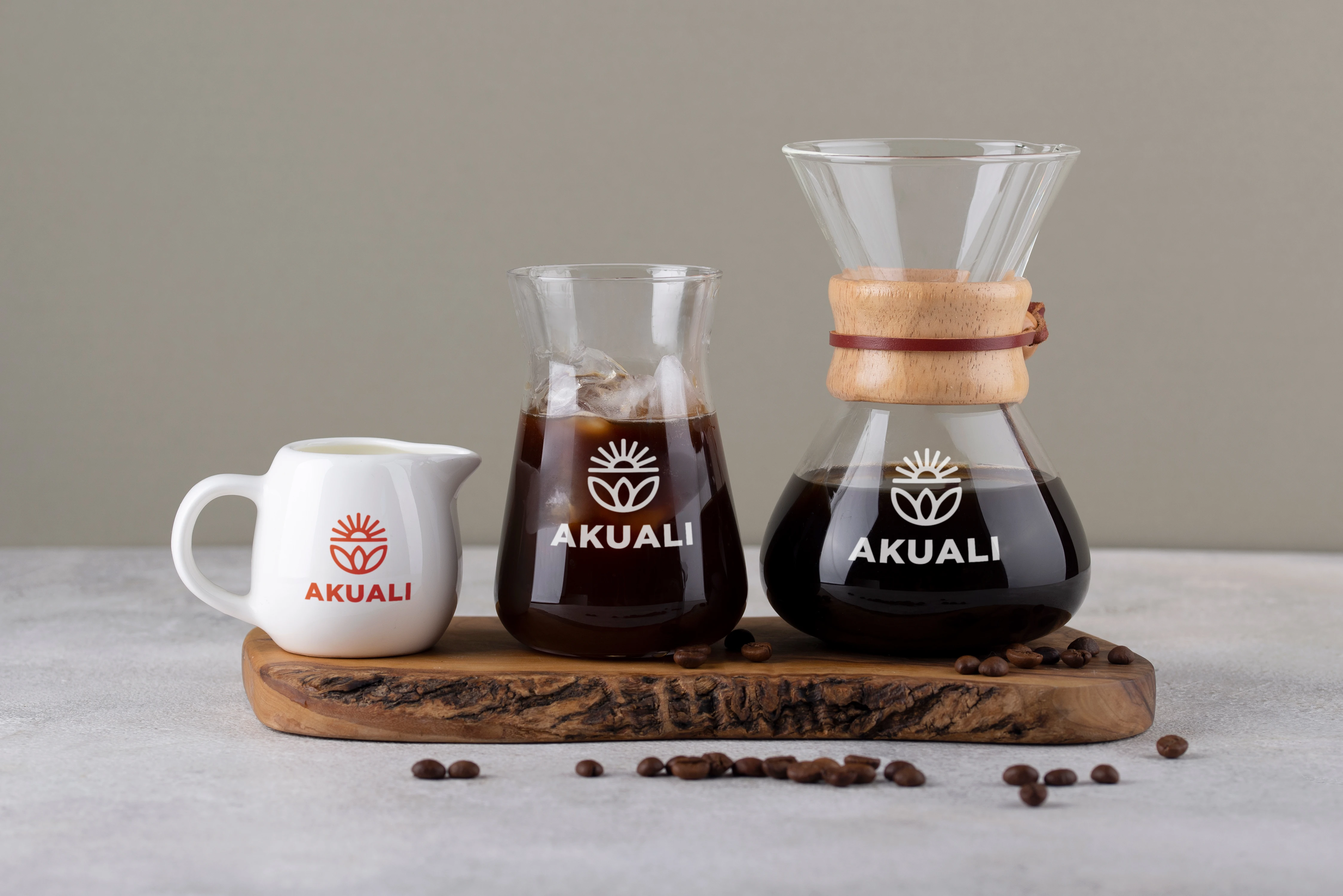 Cafeteras con logo Akuali